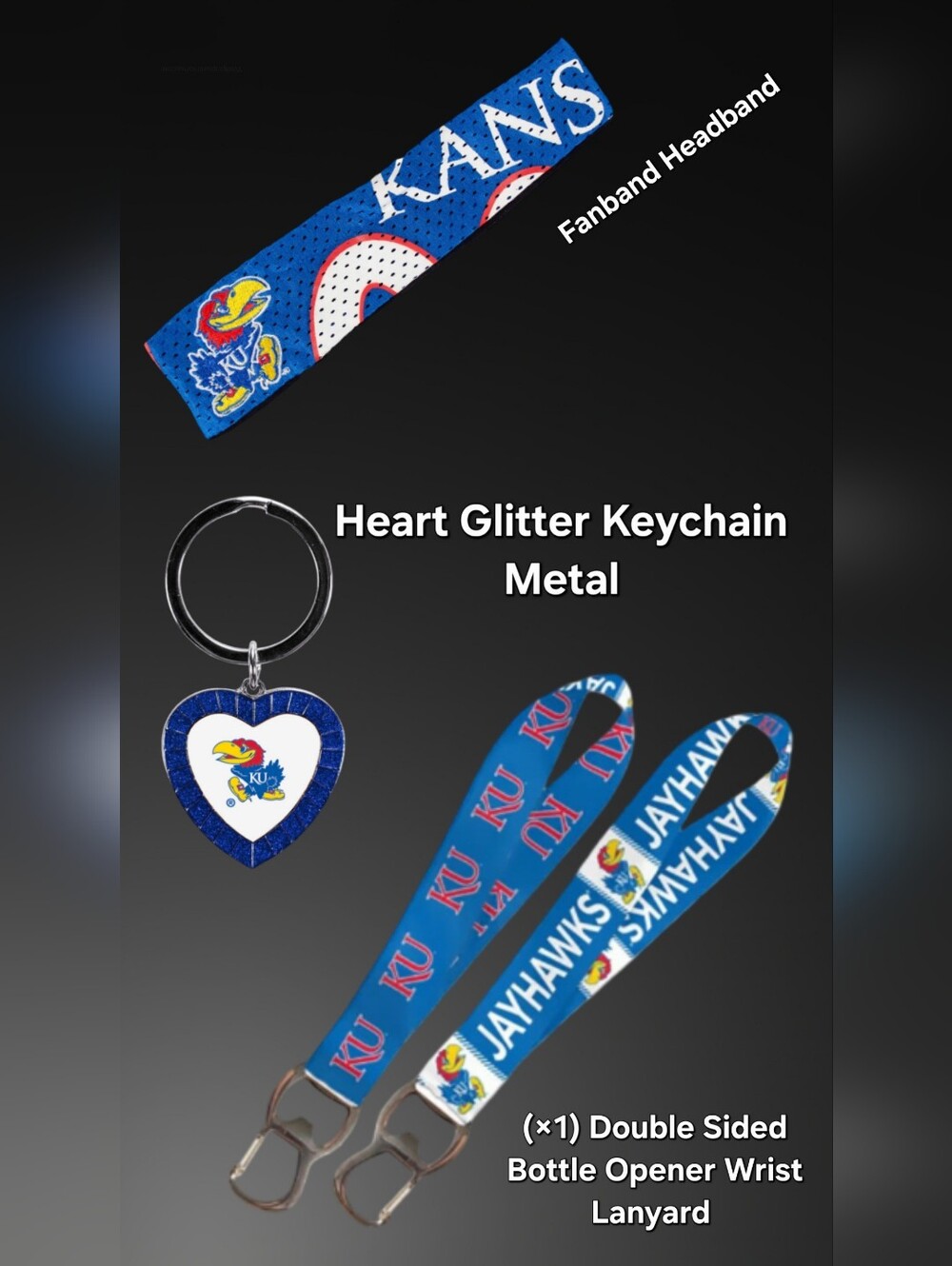 WOMENS KANSAS UNIVERSITY (KU) JAYHAWKS ACCESSORIES LOT